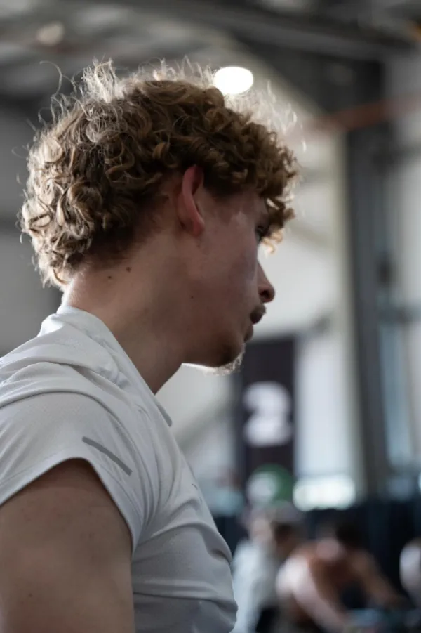 Kieran focused during a personal training session at KG FITNESS, Norwich