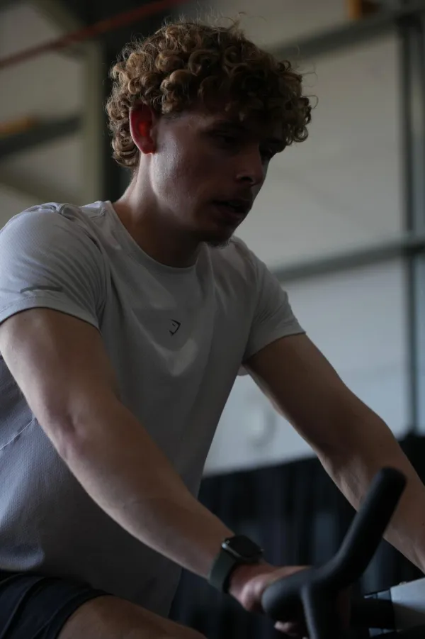 Kieran on the assault bike at KG FITNESS, Norwich
